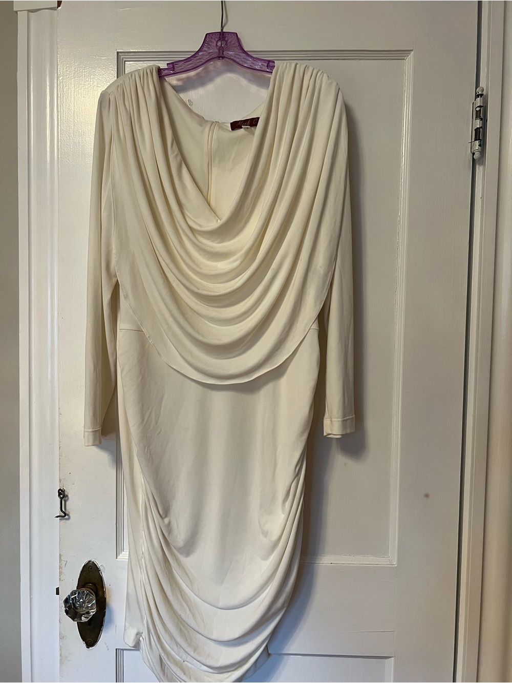 Monif C. Cream/Off-White Dress with Maroon Label